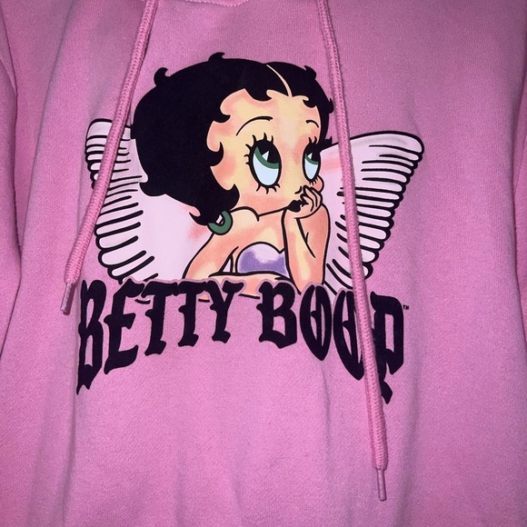 Betty Boop Vintage Women Pink Angel Wings Hoodie Sweater Pullover - Picture 2 of 6